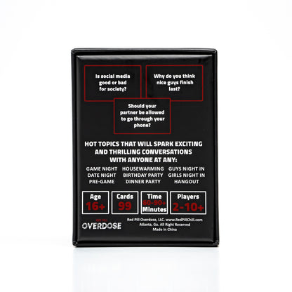 Card game packaging with text and branding on a white background